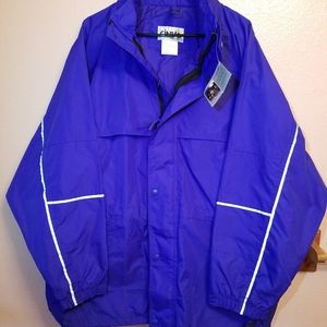 NEW Cintas Waterproof Work Jacket with 3M Scotchlite - Size Large Blue R…
